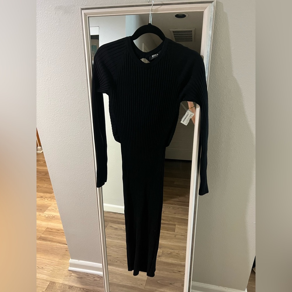 Twist Midi Black Dress-L